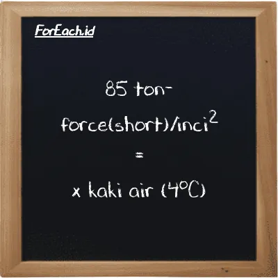 Contoh konversi ton-force(short)/inci<sup>2</sup> ke kaki air (4<sup>o</sup>C) (tf/in<sup>2</sup> ke ftH2O)